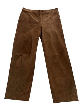 Vintage Brown Suede Straight-Leg Pants With Side Zipper Pockets Bianca Nigard 12